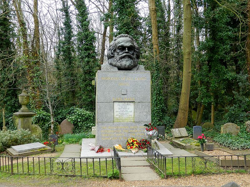 Tomb of Karl Marx in Highgate Cemetery, London