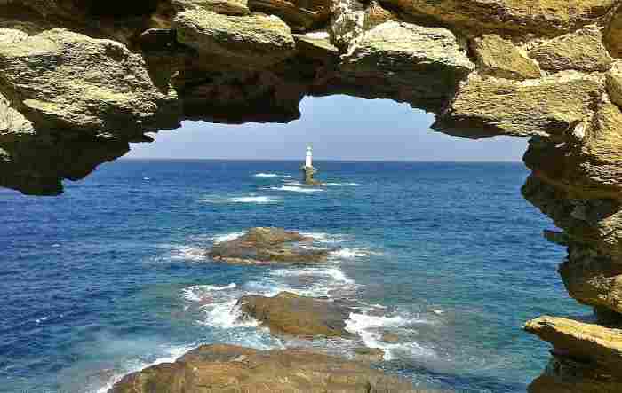 Tourlitis Lighthouse in Andros, Greece