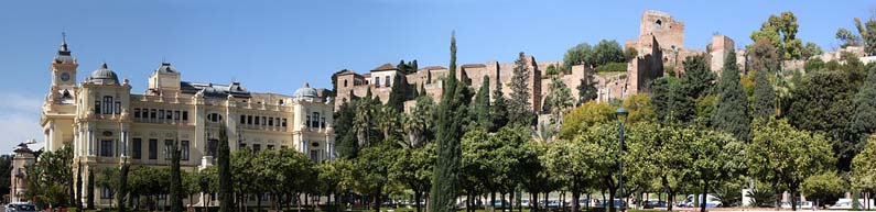 Panoramic view of the Alcazaba in Malaga, Spain